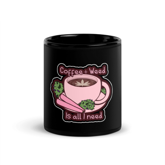 'Coffe + Weed' Black Glossy Mug