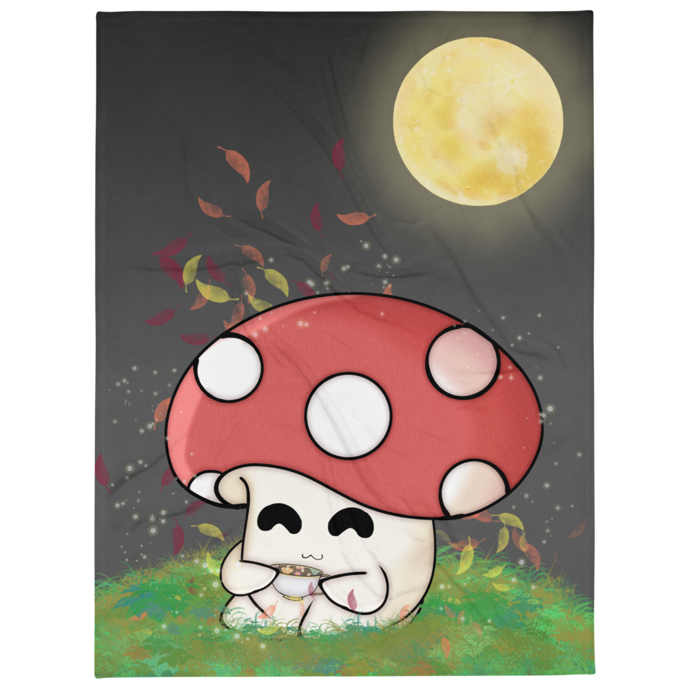 Mushroom Tea Party Throw Blanket