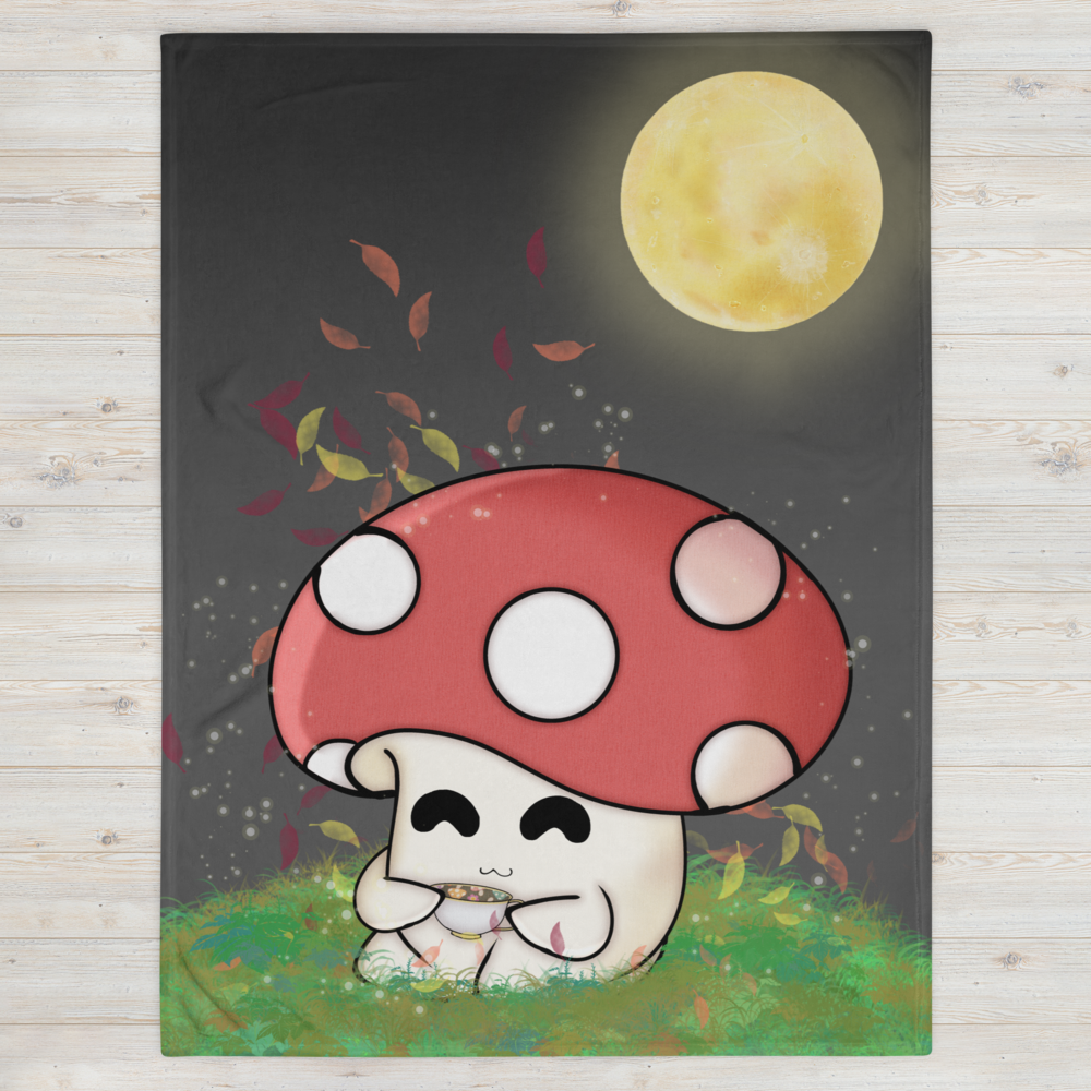Mushroom Tea Party Throw Blanket