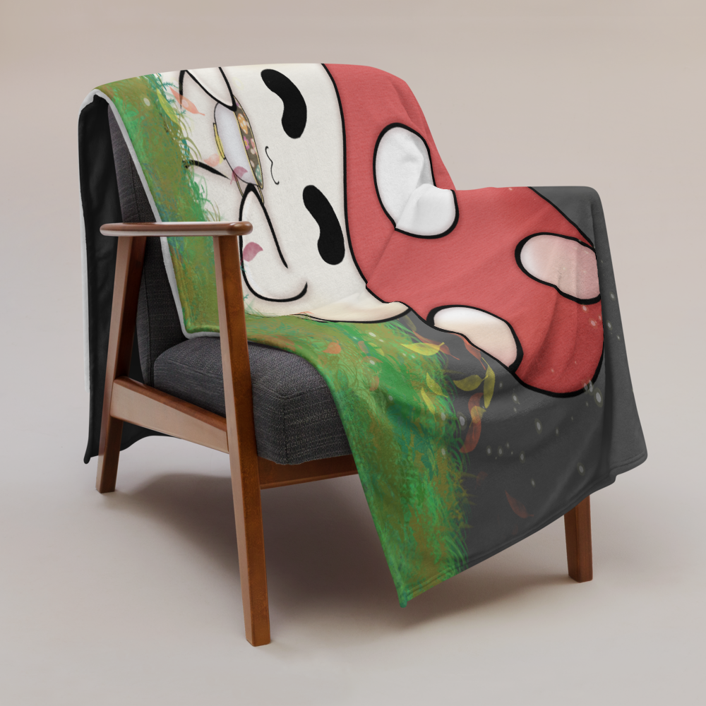 Mushroom Tea Party Throw Blanket